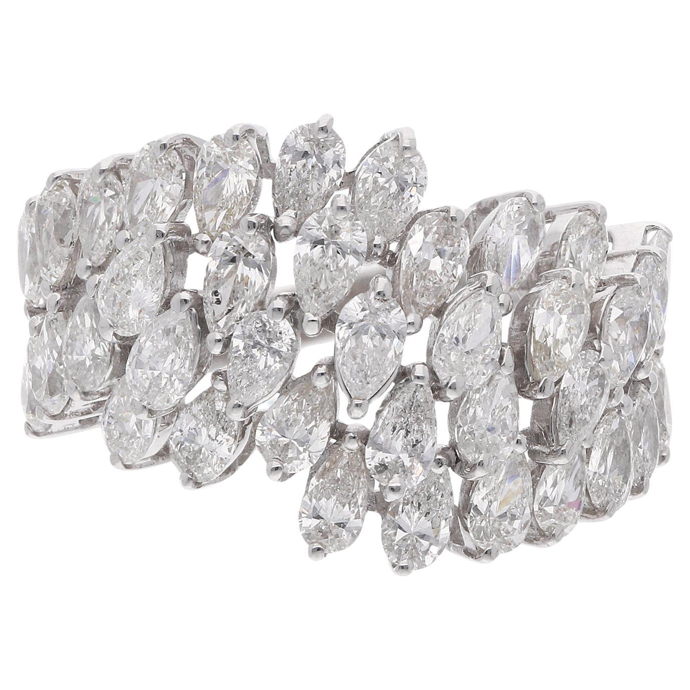Real 3.32 Carat SI/H Pear Diamond Cluster Wrap Ring 18 Karat White Gold Jewelry