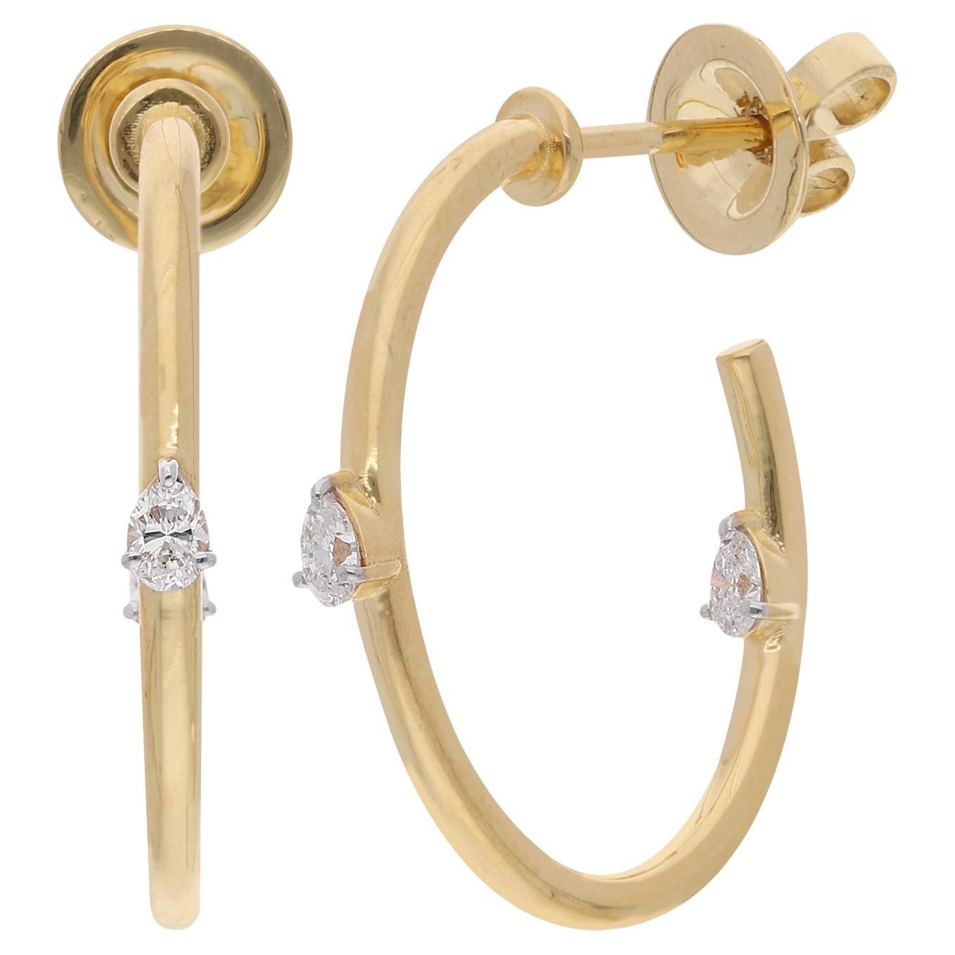 0.36 Carat SI/H Diamant taille poire Brilliante Boucles d
oreilles or jaune 18 carats