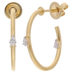 0.36 Carat SI/H Diamant taille poire Brilliante Boucles d
oreilles or jaune 18 carats