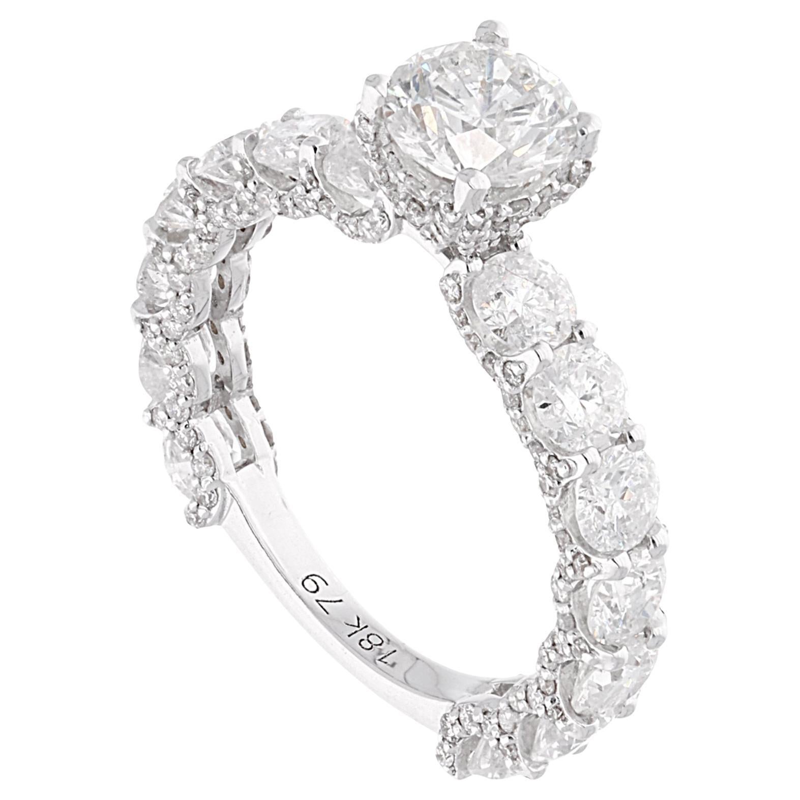 4,26 Karat SI Reinheit HI Farbe runder Diamant Ehering 18 Karat Weißgold