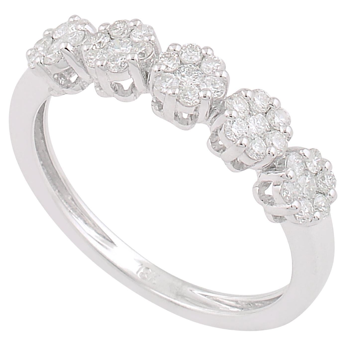 1/2 Karat SI Reinheit HI Farbe runder Diamantring 18 Karat Weißgold Schmuckschmuck