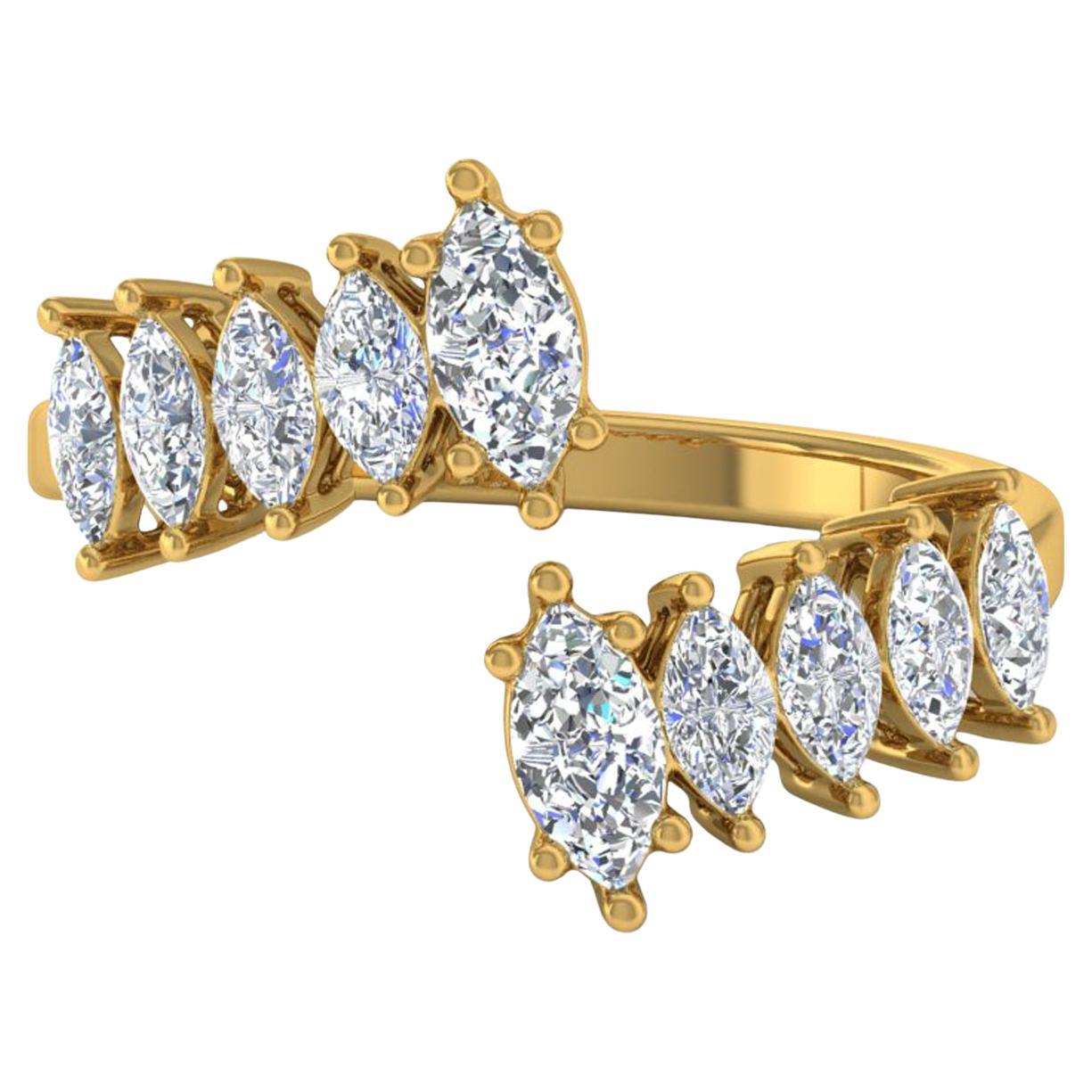 Bague en or jaune 18 carats avec diamant marquise de 1,5 carat de pureté SI de couleur hi-cole