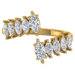 Bague en or jaune 18 carats avec diamant marquise de 1,5 carat de pureté SI de couleur hi-cole