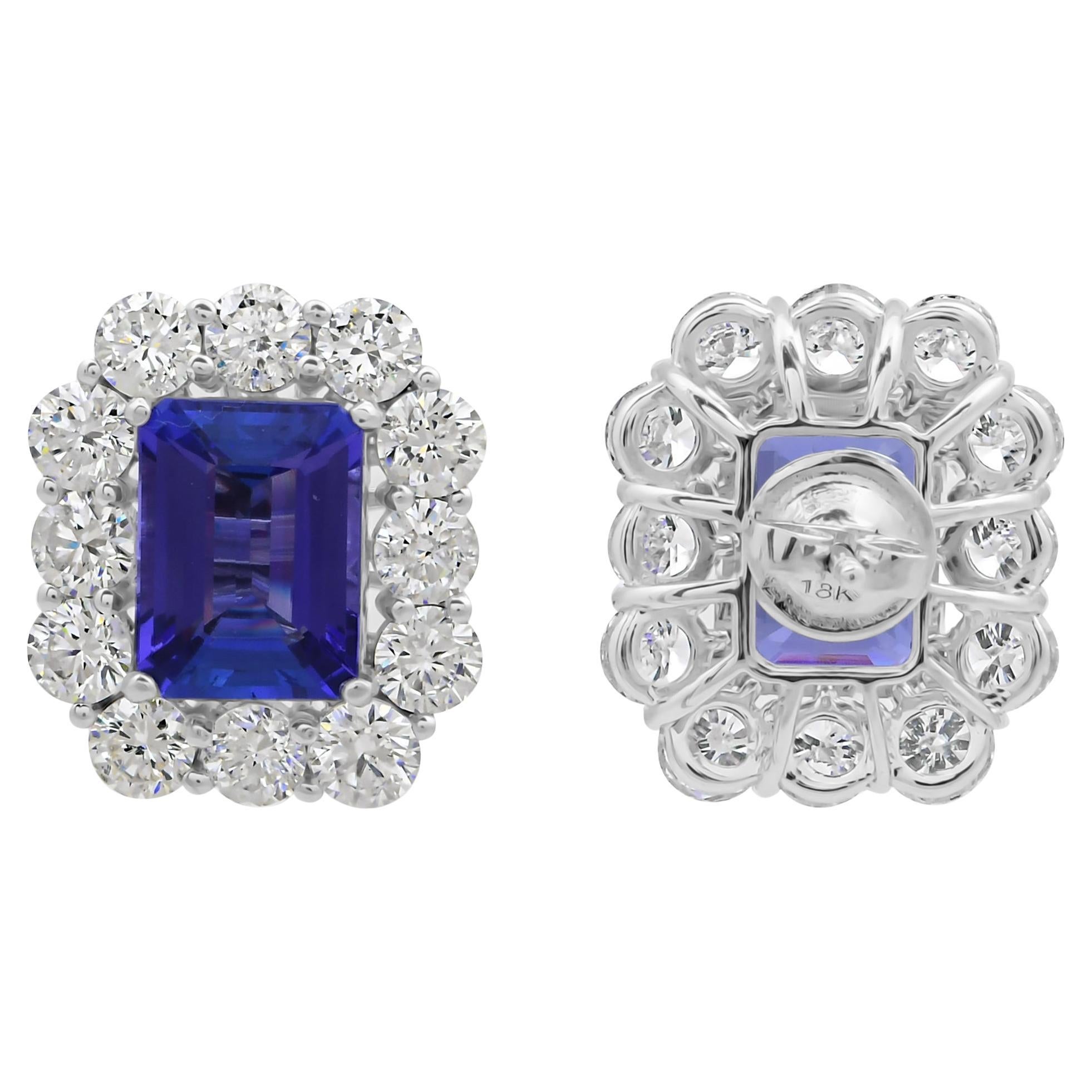 Orecchini di tanzanite naturale da 8,19 carati Diamante SI/H da 5,48 carati Oro bianco 18 carati