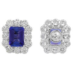 Orecchini di tanzanite naturale da 8,19 carati Diamante SI/H da 5,48 carati Oro bianco 18 carati