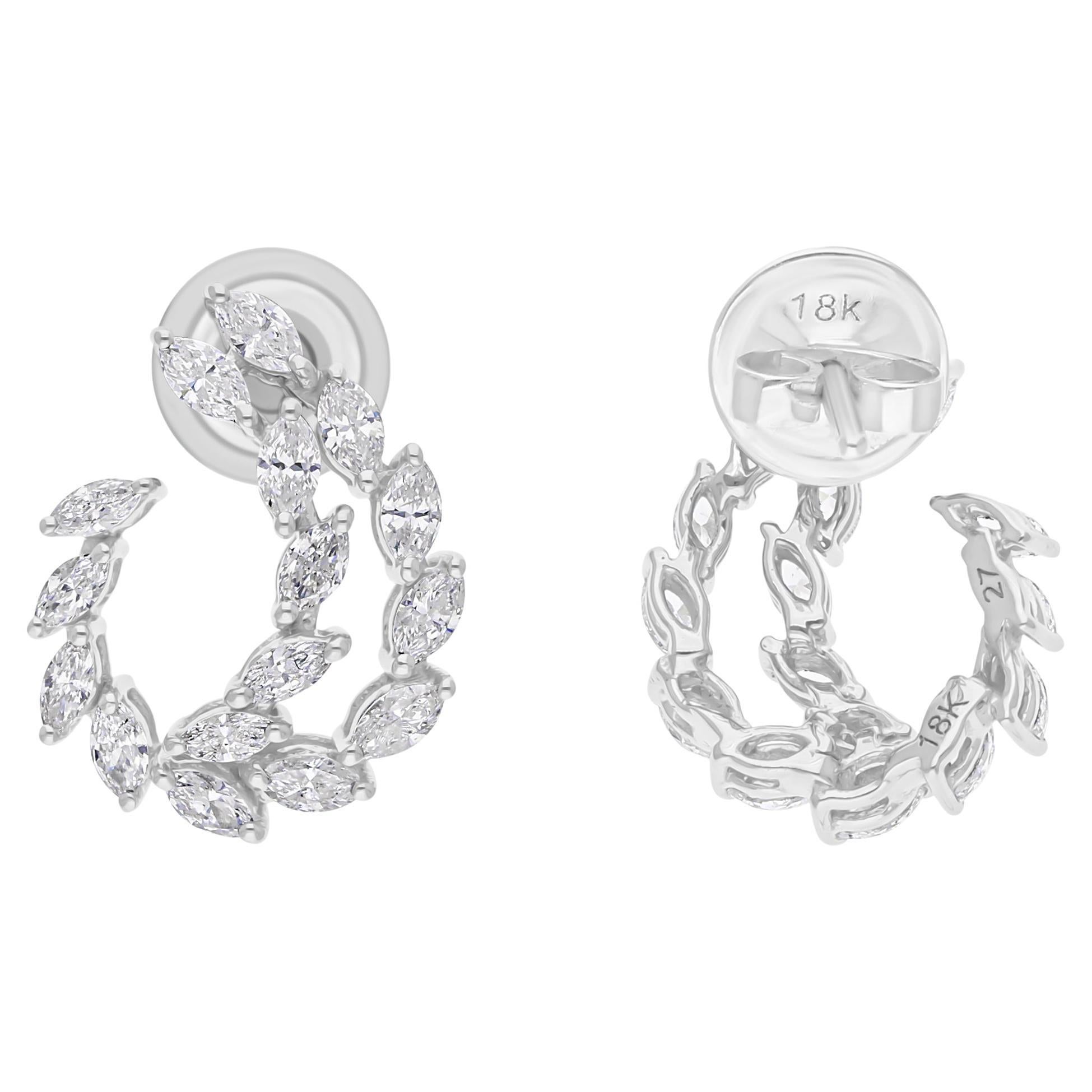Orecchini di diamanti marquise naturali da 1,26 carati SI/H Gioielli in oro bianco 18 carati
