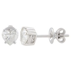Orecchini a perno con diamante solitario da 0,85 carati in oro bianco 10K Gioielli fatti a mano