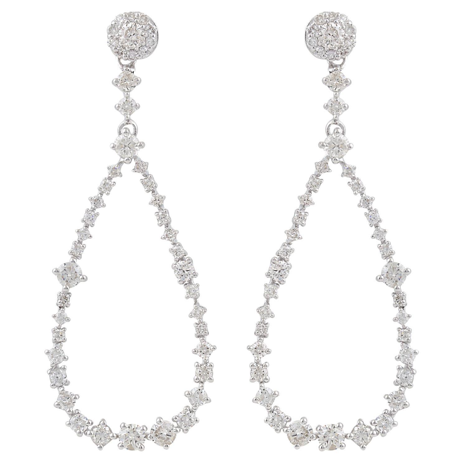 1,83 Ct. SI Reinheit HI Farbe Pave Diamant-Ohrringe 10k Weißgold-Schmuck