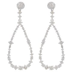 1.83 Ct. SI Clarity HI Color Pave Diamond Dangle Earrings 10k White Gold Jewelry