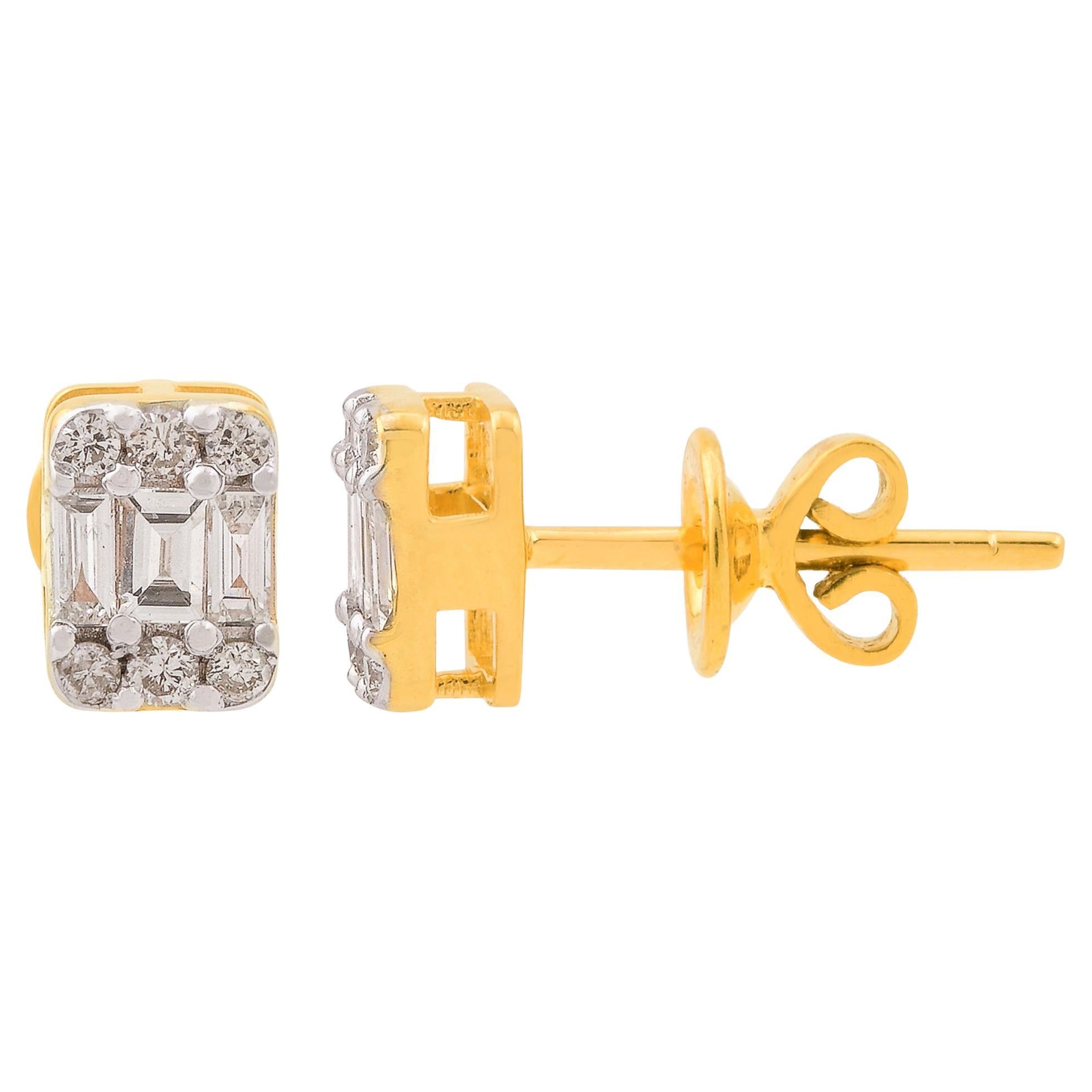 0,33 Carati SI/H Baguette Rotondo Taglio Brilliante Orecchini di diamanti in oro giallo 10k