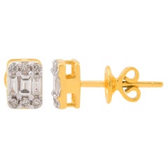 0,33 Carati SI/H Baguette Rotondo Taglio Brilliante Orecchini di diamanti in oro giallo 10k
