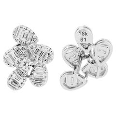 1,21 quilates SI Claridad HI Color Pendientes de diamantes baguette Joyas de oro blanco de 18k