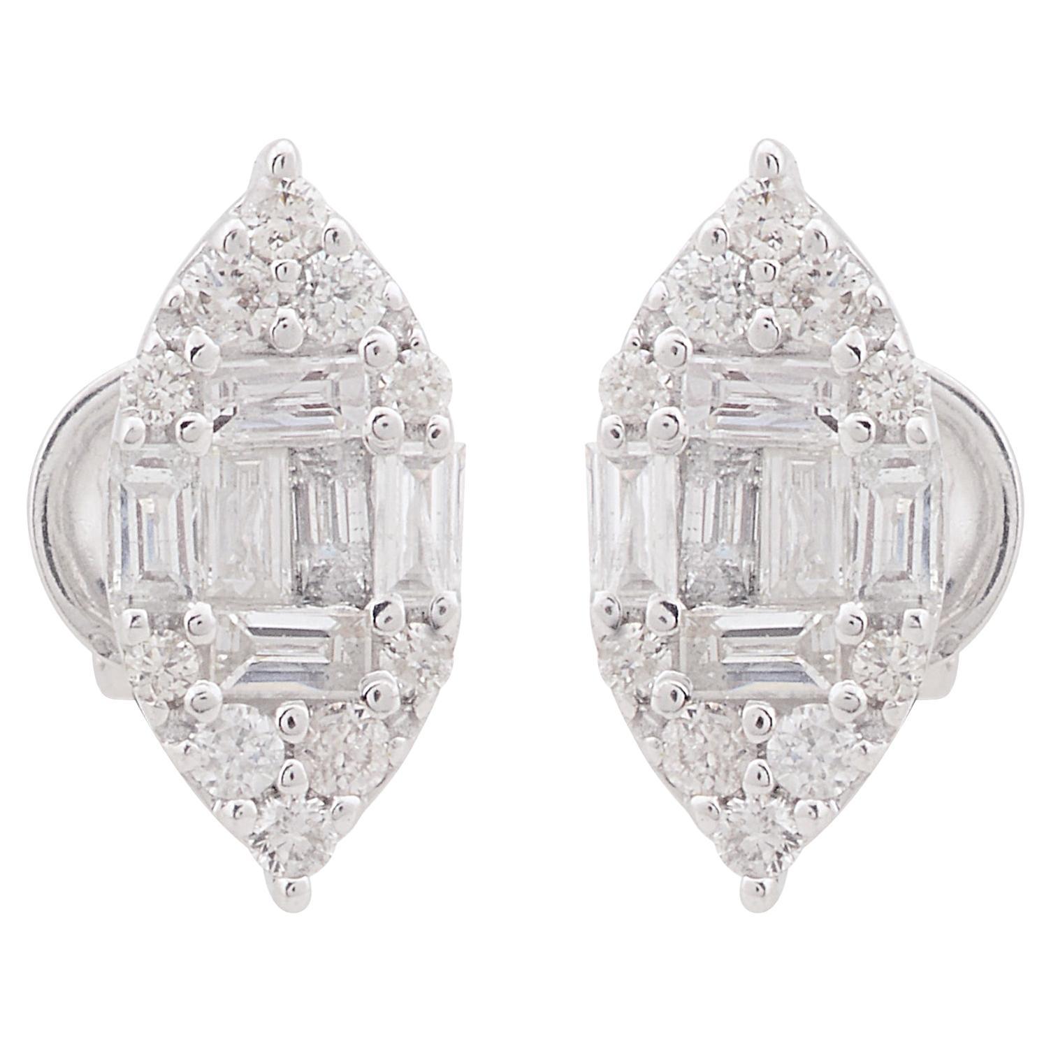 0.50 Carat Baguette Diamond Stud Earrings 10k White Gold Anniversary Jewelry