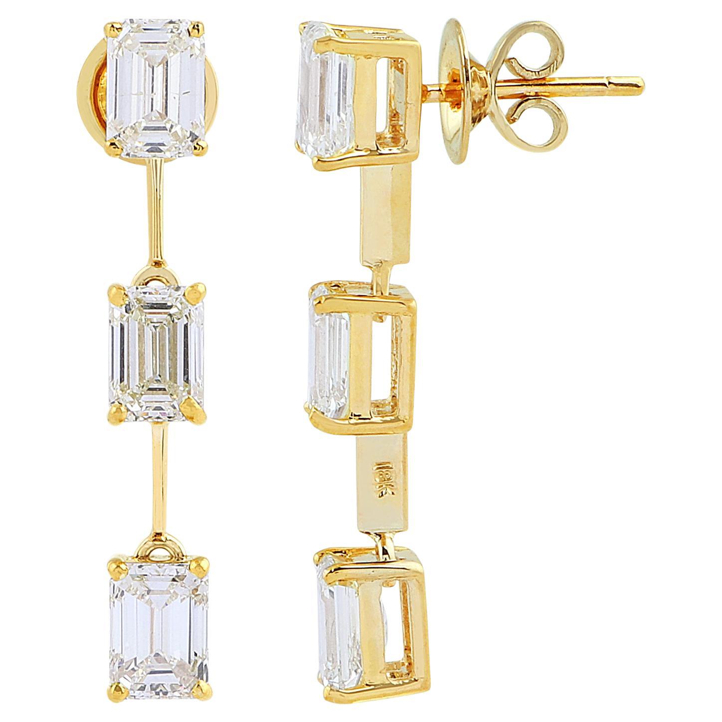 6,00 Carati SI Chiarezza HI Colore Orecchini di diamanti taglio smeraldo Oro giallo 18 carati