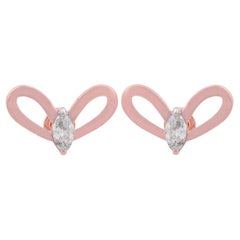 0,53 Karat Marquise Diamant-Schmetterlingsohrstecker aus massivem 10k Roségold mit Schmetterlingsschmuck