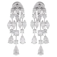 Pendientes colgantes de pera marquesa y diamante redondo de 5,86 quilates y oro blanco de 18 quilates