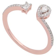 0.28 Carat SI/HI Pear Round Emerald Cut Diamond Cuff Ring 18 Karat Rose Gold