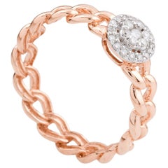Anillo de diamantes con diseño de eslabón de 0,2 quilates de oro rosa de 18 quilates con claridad SI y color HI