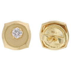 18 Karat Yellow Gold 0.20 Carat Round Si/Hi Natural Diamond Stud Earrings