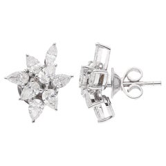 Purezza SI Colore HI Diamante a pera marquise Orecchini a perno in oro bianco 18 carati