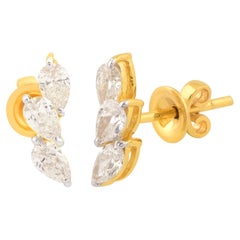 0.92 Carat Pear Diamond Minimalist Stud Earrings 18 Karat Yellow Gold Jewelry 0.92 Carat Pear Diamond Minimalist Stud Earrings 18 Karat Yellow Gold Jewelry