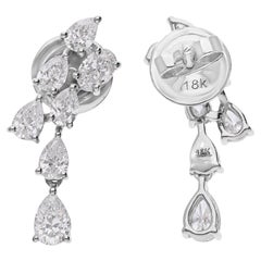 1.48 Carat SI Clarity HI Color Pear Oval Diamond Earrings 18 Karat White Gold