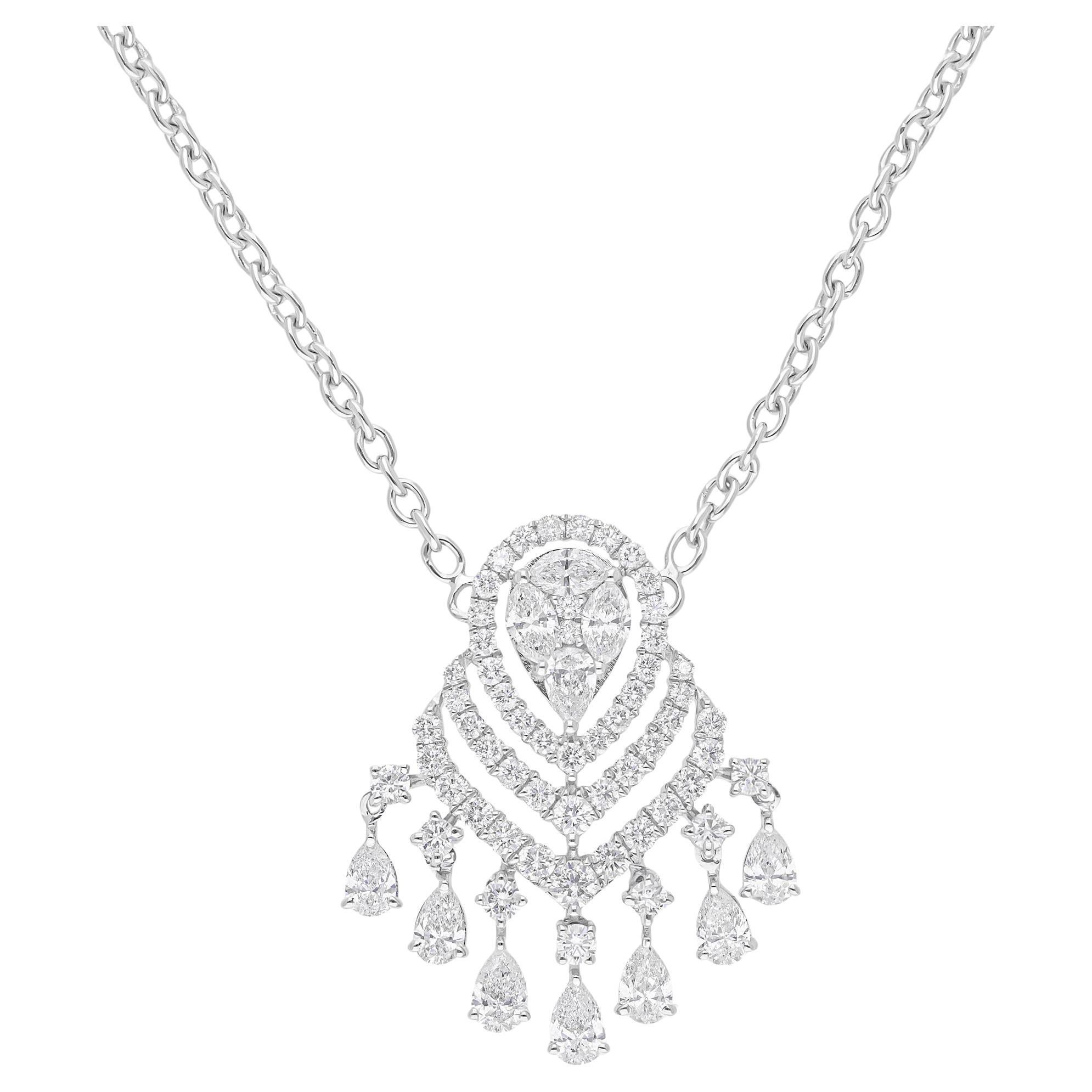 Collier pendentif en or blanc 18 carats avec diamants tailles multiples et brillants de 2,85 carats SI/H en vente