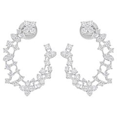 Real 2.00 Carat SI Clarity HI Color Diamond Dangle Earrings 18 Karat White Gold