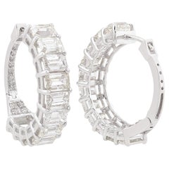 7,05 Karat Diamant-Creolen aus 18 Karat Weißgold mit rundem und Smaragdschliff