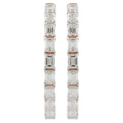 5,75 Karat SI/HI Smaragdschliff Diamant-Creolen-Ohrringe aus 18 Karat Roségold mit Smaragdschliff