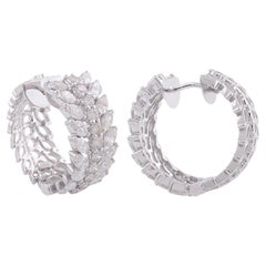 Pendientes de aro de diamante redondo pera natural de 4,85 quilates Joyas de oro blanco macizo de 18 quilates