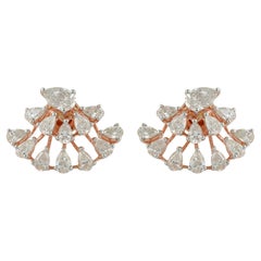 3.1 Carat SI Clarity HI Color Pear Diamond Stud Earrings 18k Rose Gold Jewelry