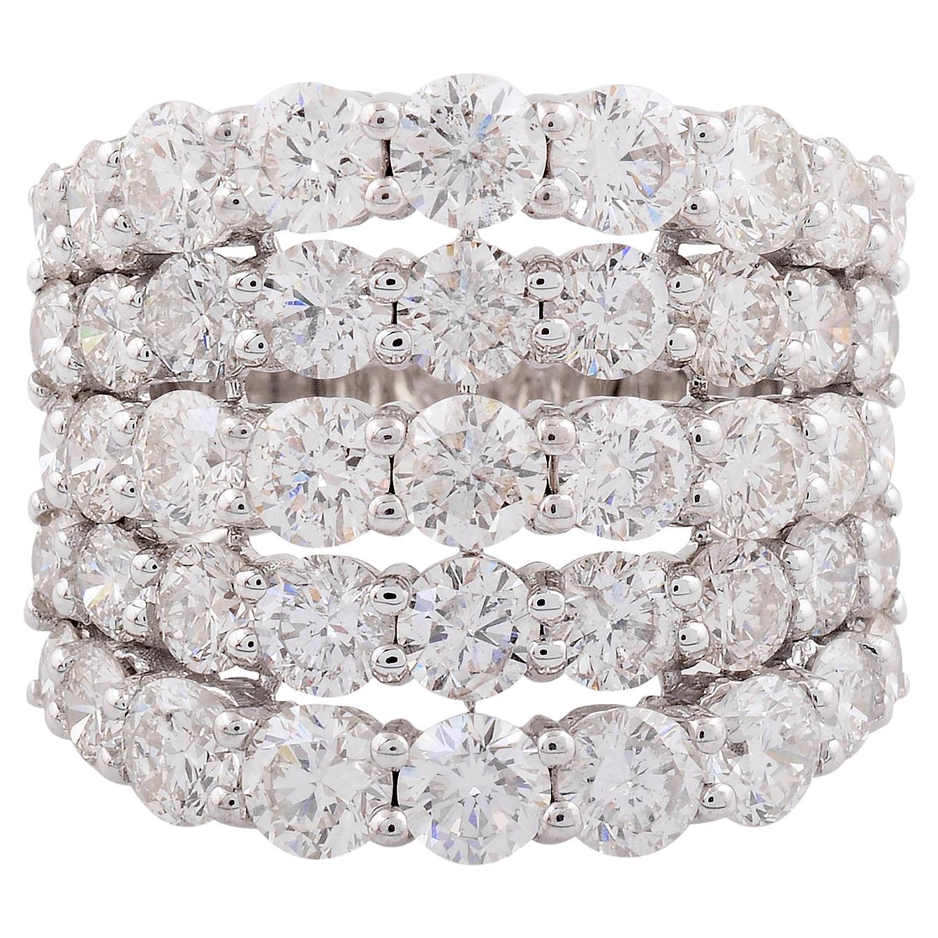 Natural 5.75 Carat Diamond Multi Layer Dome Ring Solid 18k White Gold Jewelry