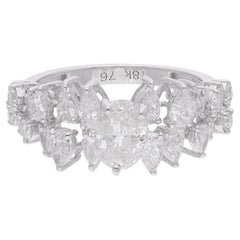 Natural 2.27 Carat Oval 
Pear Diamond Promise Ring 18 Karat White Gold Jewelry