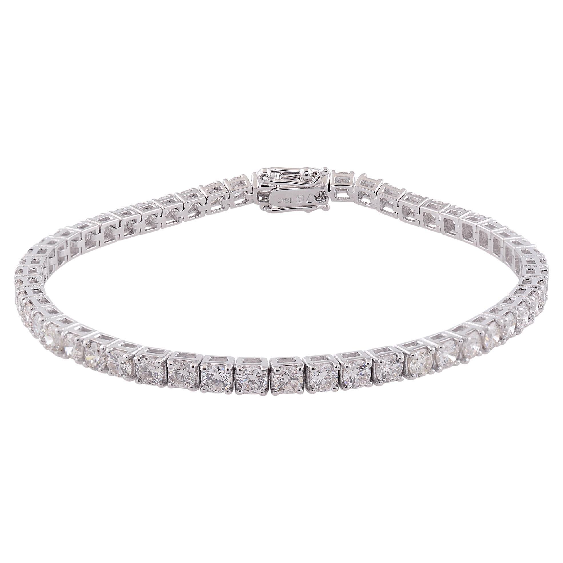 Natural 5.75 Carat SI/H Diamond Tennis Bracelet 18 Karat White Gold Fine Jewelry For Sale