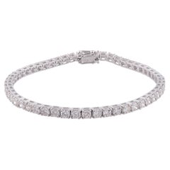 Natural 5.75 Carat SI/H Diamond Tennis Bracelet 18 Karat White Gold Fine Jewelry