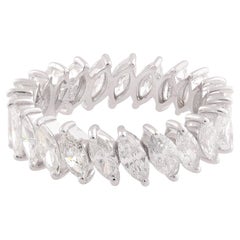 Anello a fascia con diamante marquise da 3,30 carati SI Clarity HI Color Gioielli in oro bianco 18k