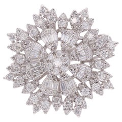 1.78 Ct SI/HI Baguette Diamond Flower Cocktail Ring 18 Karat White Gold Jewelry