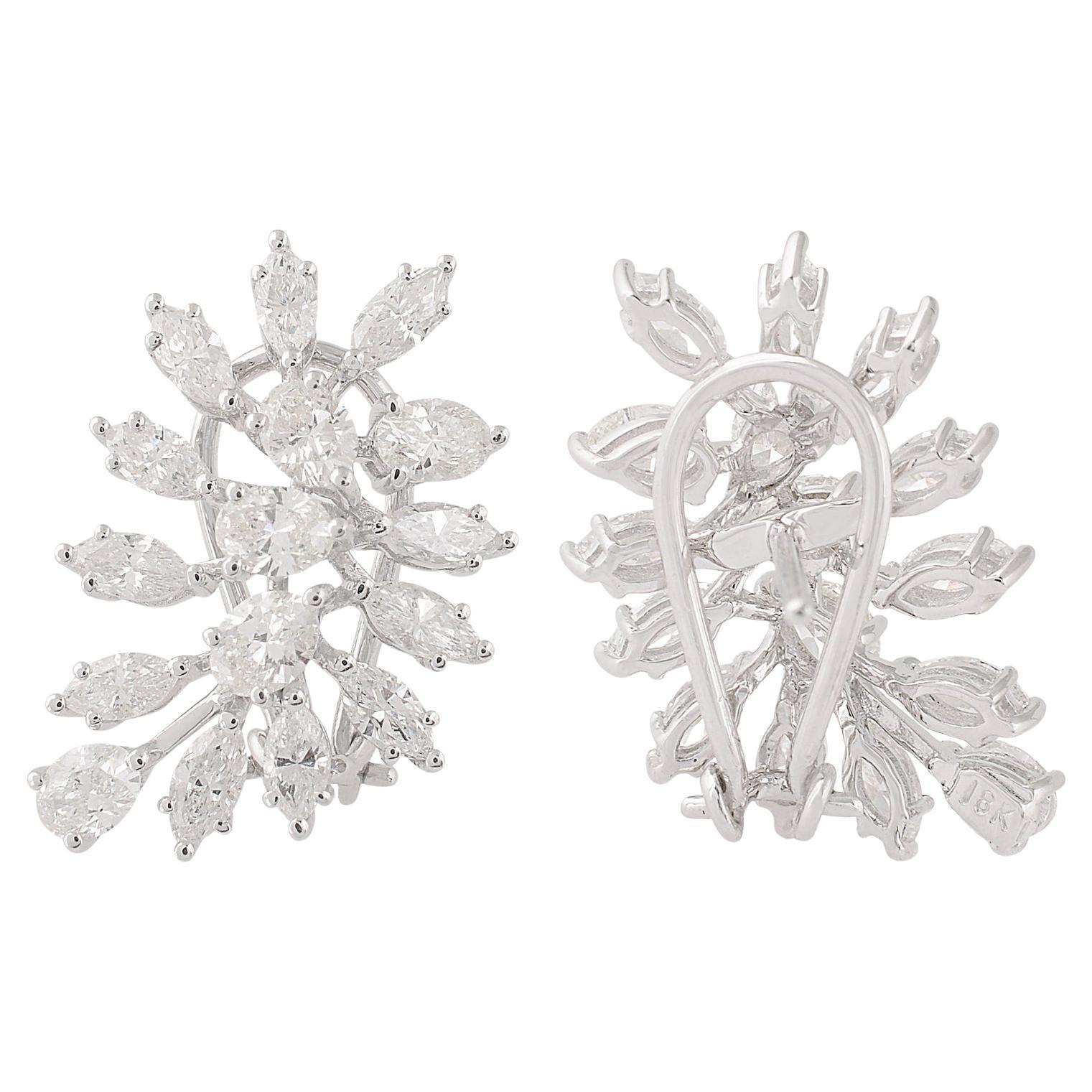 3.4 Karat SI Reinheit HI Farbe Marquise Birnen-Diamant-Ohrringe 18 Karat Weißgold