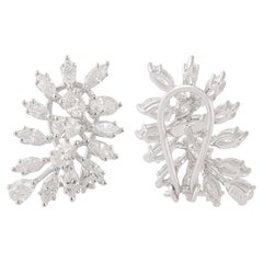 3.4 Karat SI Reinheit HI Farbe Marquise Birnen-Diamant-Ohrringe 18 Karat Weißgold