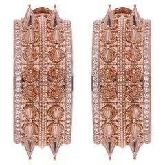 Pendientes de aro con diamantes naturales de 3,12 quilates y pavé de oro rosa de 18 quilates Joyería