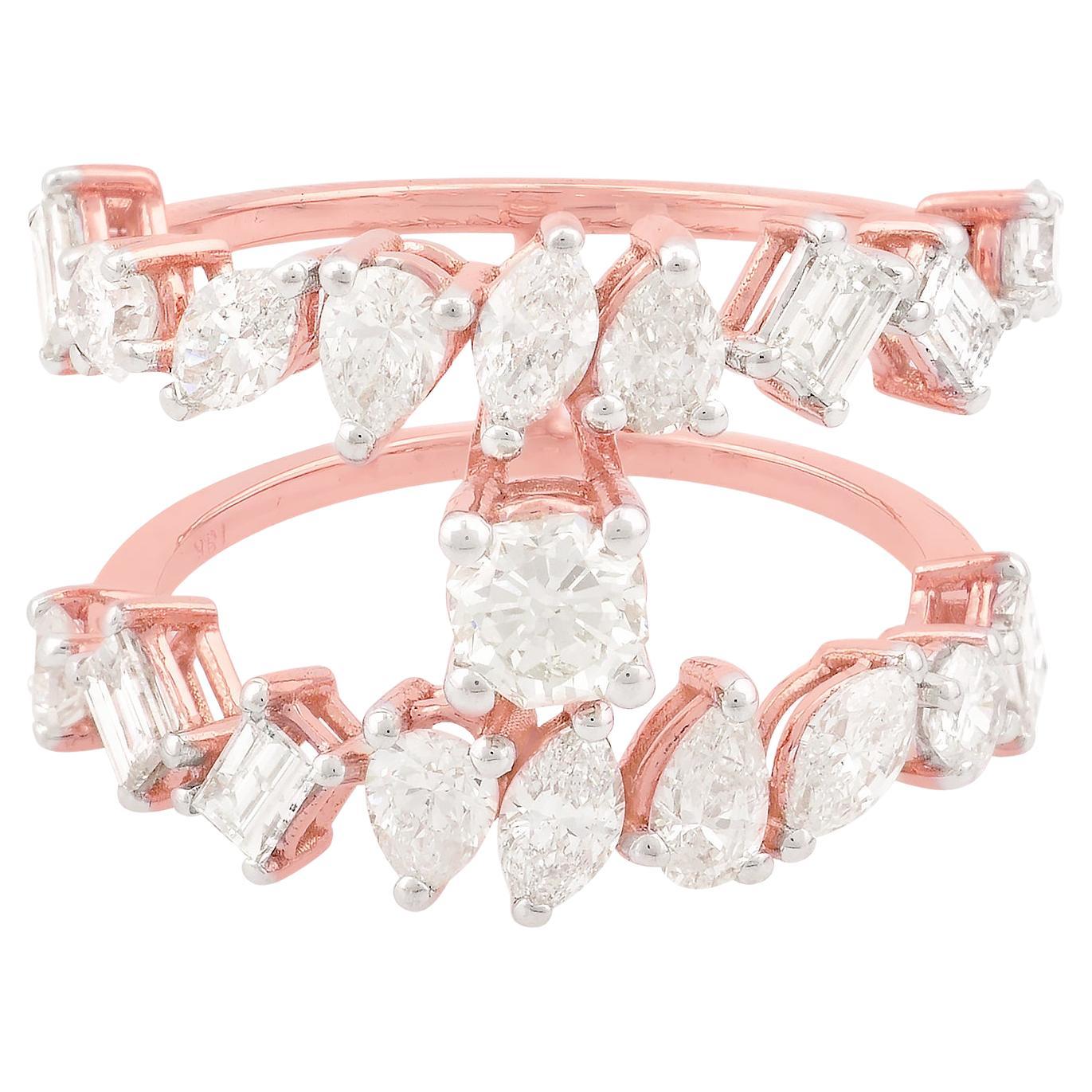 2.35 Carat SI Clarity HI Color Diamond Designer Ring Solid 18k Rose Gold Jewelry