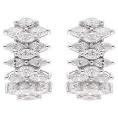 Créoles en or blanc 18 carats et diamants marquises de 2,55 carats