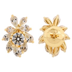 Pendientes de oro amarillo de 18 quilates con diamantes redondos pera SI/H naturales de 2,20 qt