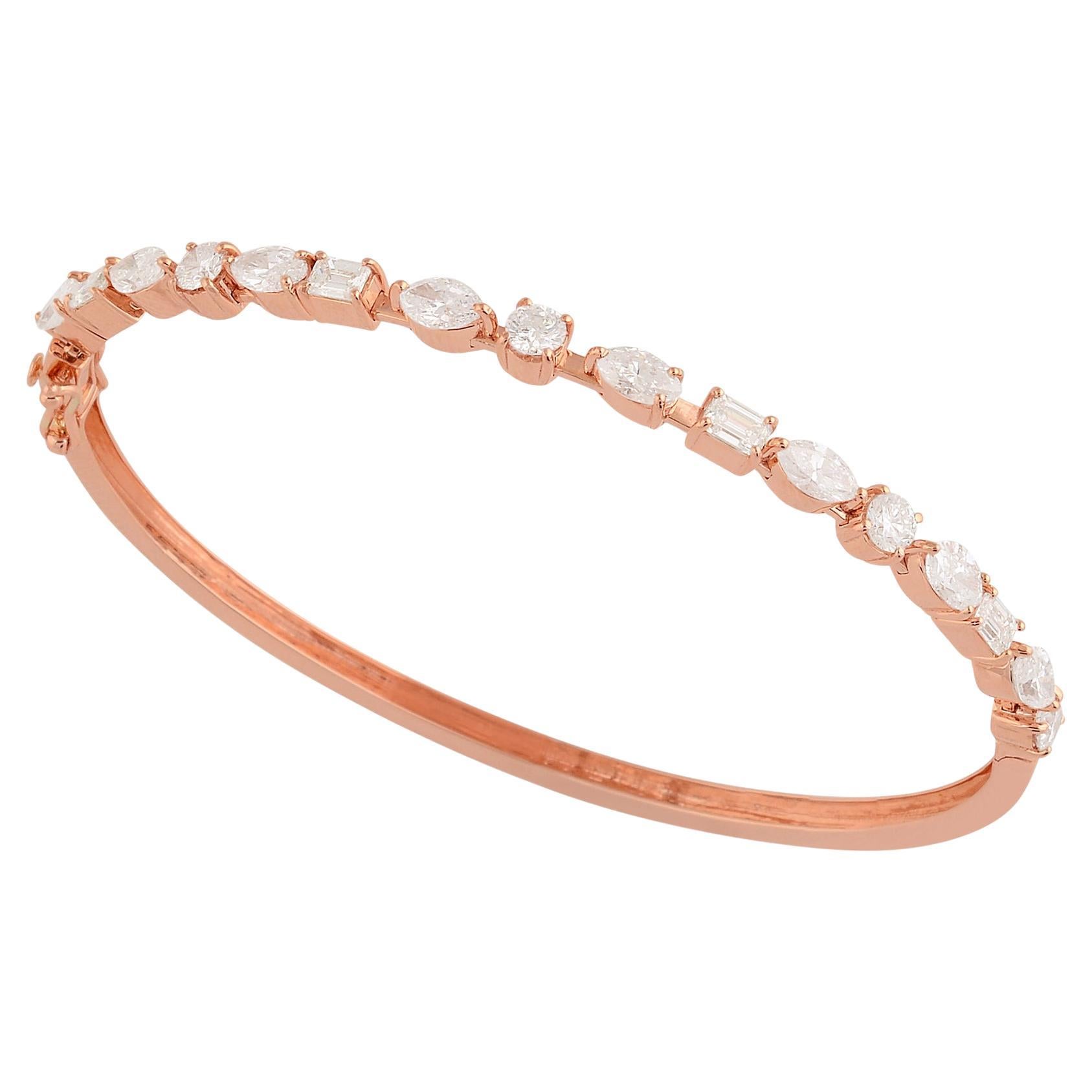 3,25 Carati SI Chiarezza HI Colore Diamante Bracciale in oro rosa 14k Gioielli