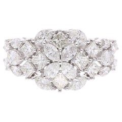 18 Karat Weißgold-Schmuck mit 2,6 Karat SI/H Diamantring mit Marquise-Diamant im Prinzessinnenschliff