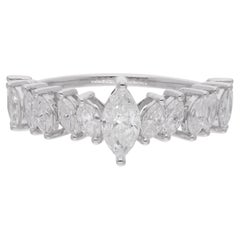 Nature 1.38 Carat SI Clarity HI Color Marquise Diamond Ring 18 Karat White Gold