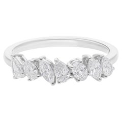 0.63 Carat SI Clarity HI Color Multi Diamond Ring 18 Karat White Gold Jewelry