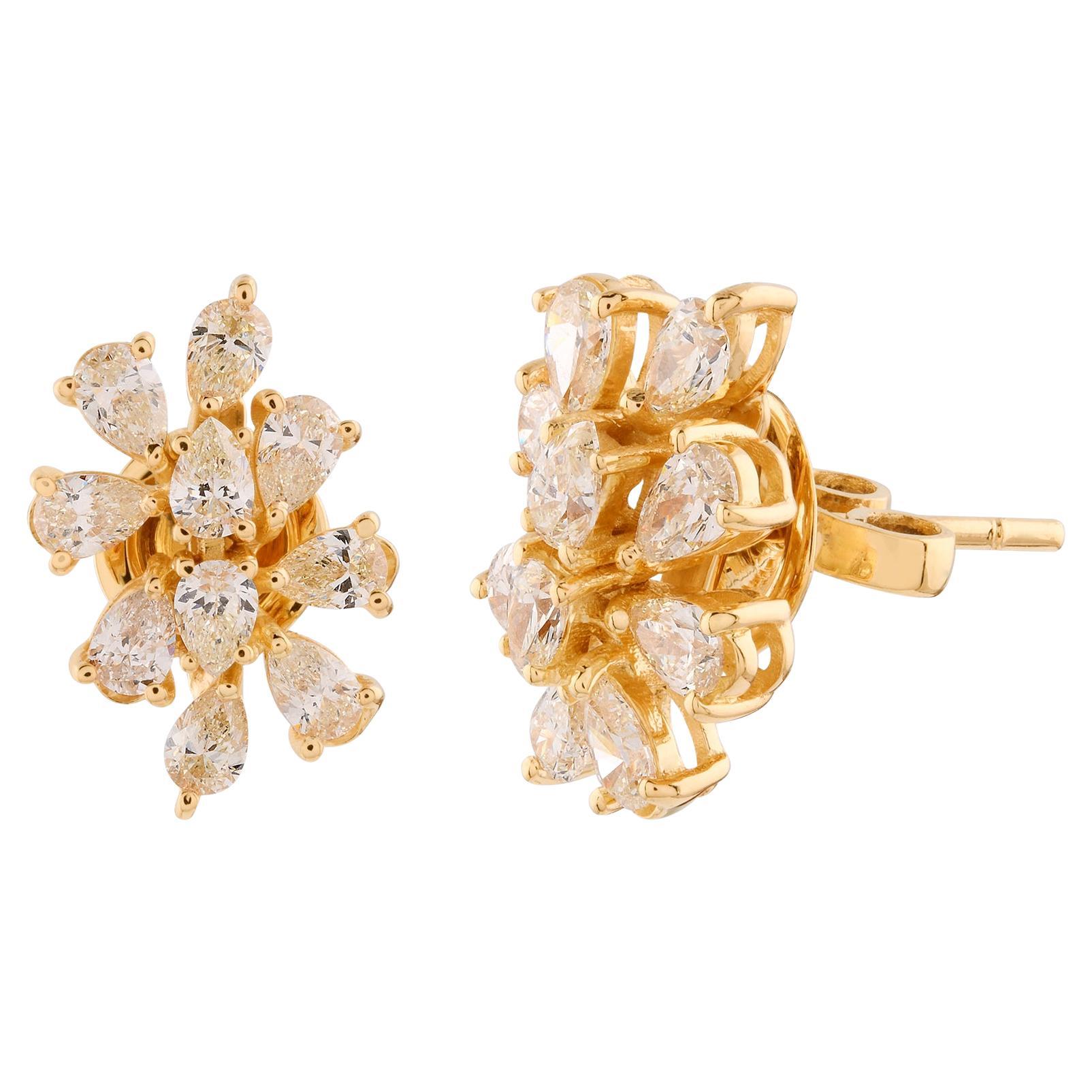 1.68 Karat SI Reinheit HI Farbe Birnenform Diamant-Ohrringe 18 Karat Gelbgold