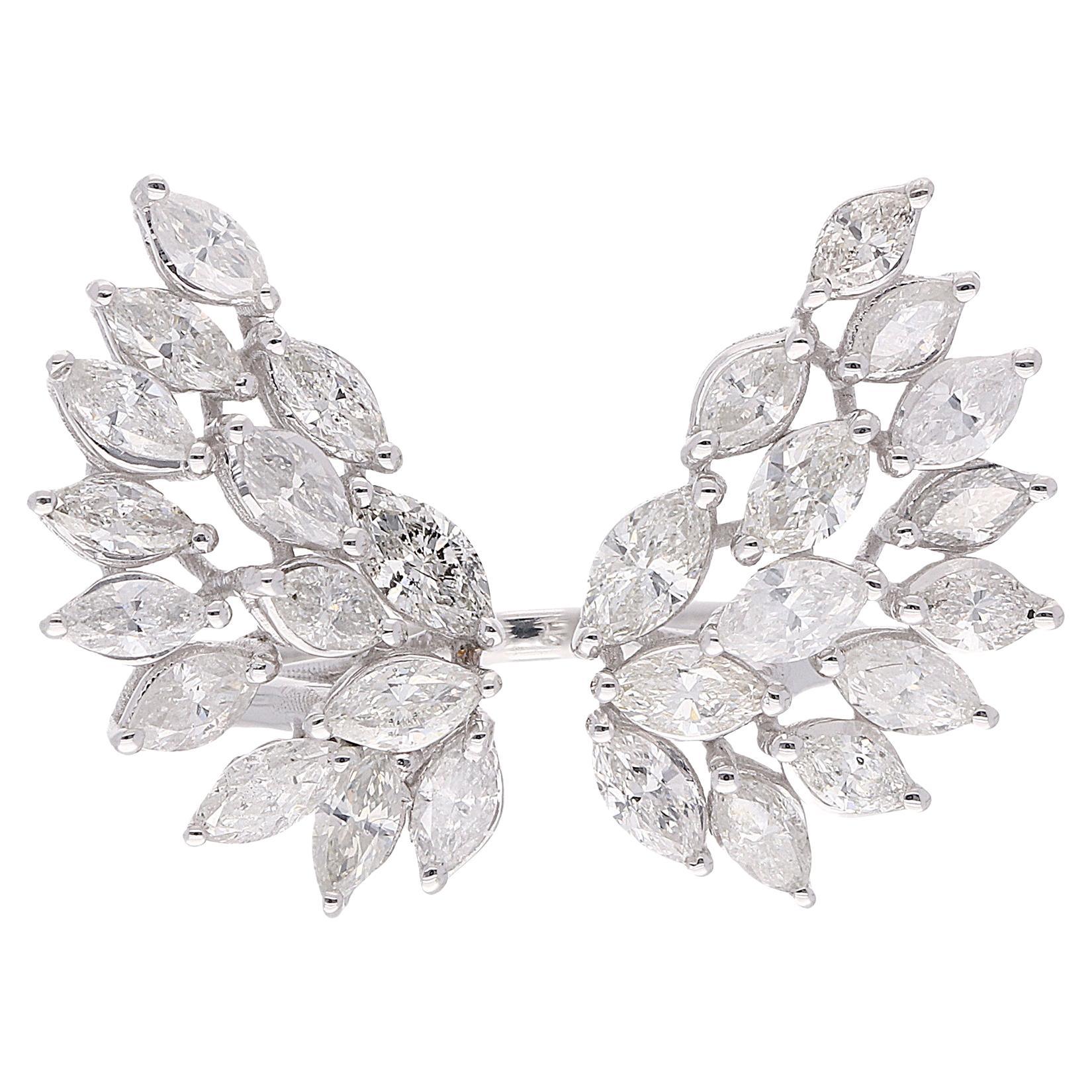 Bague manchette en or blanc 18 carats avec diamant marquise de 2,27 carats